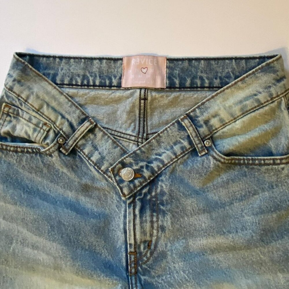 Revice V Cut Waist Jeans Size 26 Low Rise Light Wash Y2K Straight Leg - Picture 2 of 16